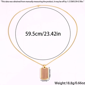 Guida alle taglie della collana con piastrina in acciaio dorato e inserto legno