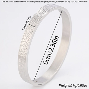 Bracciale in acciaio al titanio argento con motivo a scaglie, diametro 6cm e larghezza 0,8cm