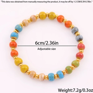 Details zu verstellbarem 6cm Durchmesser und 7,2g Gewicht des bunten Keramikperlen-Armbands