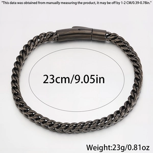 Detailed view of titanium steel keel chain bracelet with 23cm length and 23g weight
