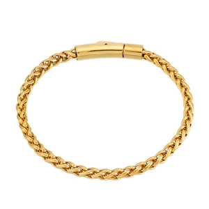 Elegant gold titanium steel dragon bone chain bracelet with a secure push-button clasp