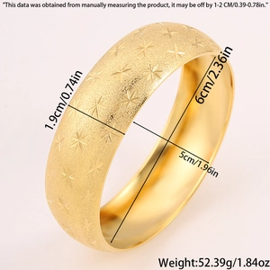 Detailed view showing dimensions and thickness of gold frosted star titanium steel bangle