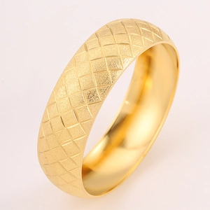 Vintage Titanium Steel Gold Frosted Bangle For Women Chinese Style Geometric Star Sunflower Pattern Bangle Jewelry