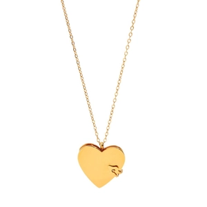 Collier médaillon cœur en acier titane doré avec pendentif livre ouvrant pour femme