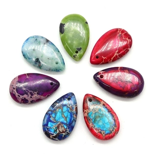 Natural Stone Emperor Stone Teardrop Pendant Polished Semi Precious Stone For DIY Necklace Earring Jewelry Making Accessory