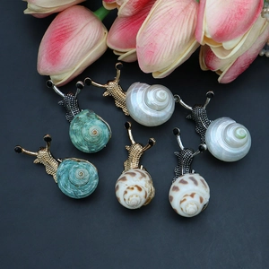 Ensemble de pendentifs escargot en nacre naturelle et métal pour bijoux DIY