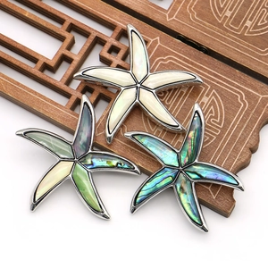 Natural Shell Starfish Dual-Use Brooch Zinc Alloy Pendant Necklace For Women Ocean Style Marine Jewelry DIY Accessories