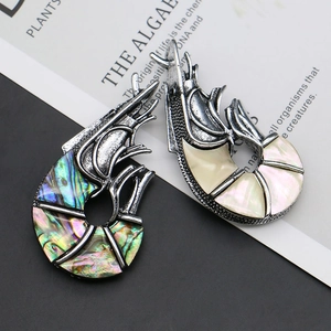 Pendenti a spilla nautilus vintage in conchiglia di abalone e madreperla d'argento