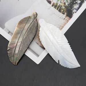 Elegant natural shell feather pendants in black and white mother of pearl