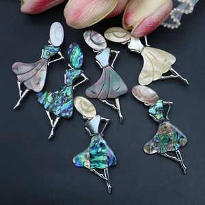 Vintage shell dancer brooch set with iridescent abalone shell for stylish women accessories