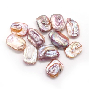 Natural baroque rectangular freshwater pearls in purple and champagne for jewelry making