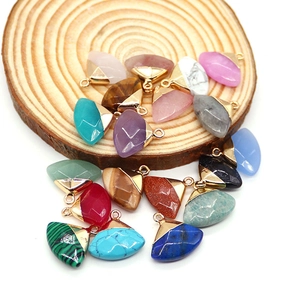 Natuursteen Gefacetteerd Waiervorm Hanger Zonder Ketting Koper Verguld Edelsteen Sieraden Maken Bedeltjes Voor DIY Ketting Oorbellen