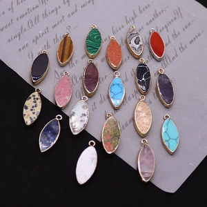 Colgantes de piedra natural marquesa con borde dorado para creación de joyas DIY