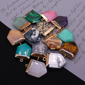 Pendentifs en pierre naturelle en forme d'épée avec bélière dorée pour bijoux