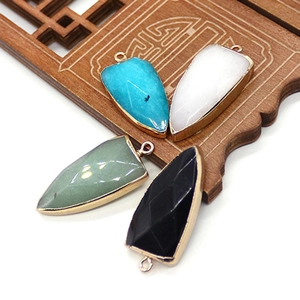 Natural Stone Faceted Arrowhead Pendant Copper Electroplated Edged DIY Jewelry Making Accessories Handcrafted Stone Charm