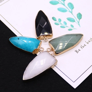 Arrowhead natural stone pendants in four colors with elegant gold electroplated edges