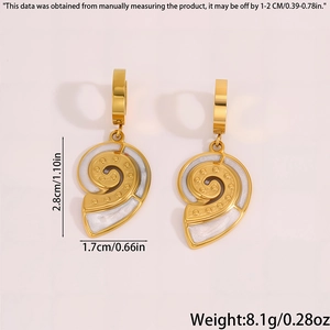Détail de boucles d'oreilles spirales dorées style marin avec dimensions et poids précis
