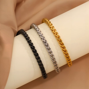 Bracciale a catena intrecciata da 12mm in acciaio inossidabile oro, argento e nero
