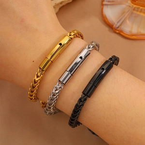 Bracciale da Uomo Vintage in Acciaio Inossidabile a Chiglia Catena a Osso di Drago Oro Argento Nero Galvanizzato Intrecciato Gioielli Maschili