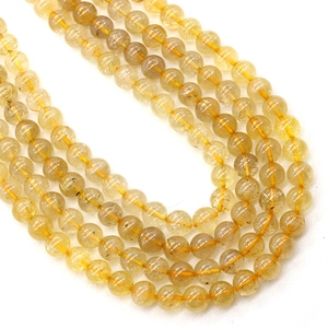 Perle tonde in citrino naturale per gioielli DIY con trama in cristallo lucido
