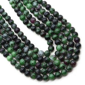 Λειασμένες φυσικές στρογγυλές χάντρες Ruby Zoisite για DIY κοσμήματα και βραχιόλια