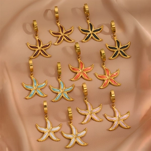 Ensemble de boucles d'oreilles étoile de mer colorées en acier inoxydable plaqué or poli