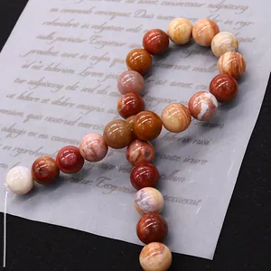 Gepolijste natuursteen kralenstreng in aardetinten voor DIY sieraden maken