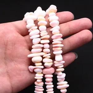 Natural queen shell irregular beads 4x10mm in pink and white for DIY jewelry making