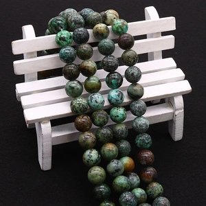 Polished African Turquoise stone beads with natural mottled texture for DIY jewelry crafts