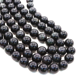 Polierte schwarze Obsidian-Rundperlen für DIY-Schmuckherstellung von Ketten und Armbändern