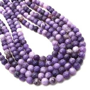 Natürliche lila Lepidolith-Rundperlen für DIY-Schmuck mit reichen Steintexturen