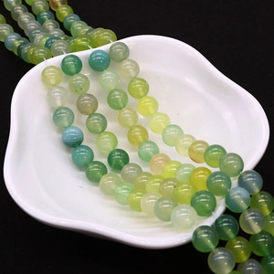 Natural round grape agate loose beads in gradient green and yellow for DIY jewelry