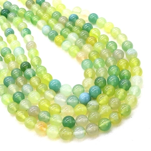 Round natural stone beads in green and yellow shades for DIY necklace jewelry making