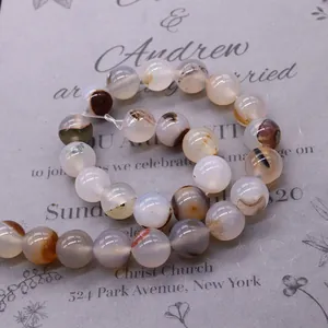 Natural water grass agate round beads with unique landscapes for DIY jewelry making