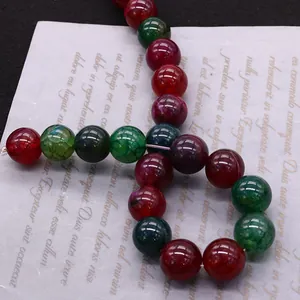 Natural agate stone beads with colorful cracked texture for DIY jewelry making necklaces
