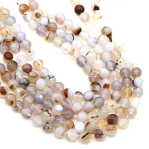 Natural ink moss agate round beads for DIY jewelry making necklaces and bracelets