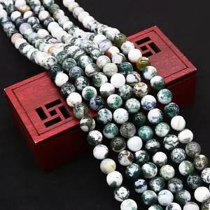 Natuurlijke Mosagaat Kralen Gepolijste Ronde Losse Kralen Voor DIY Sieraden Maken Accessoires Barokstijl Agaat Kralenstreng