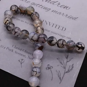 Polished natural black dragon vein agate beads for DIY necklace jewelry making