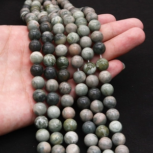 Natürliche grüne Holzmaserung Steinperlen für DIY-Schmuck mit glatter Marmortextur