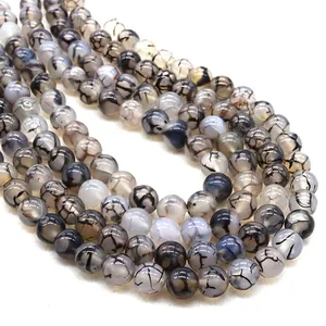 Strands of polished natural dragon vein agate round beads for DIY jewelry making