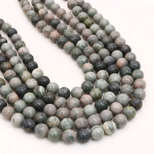 Natürliche runde Perlen aus grünem Zebra-Jaspis für DIY-Schmuck und handgemachte Ketten