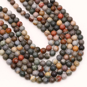 Natural landscape stone round beads with unique textures for DIY jewelry necklaces