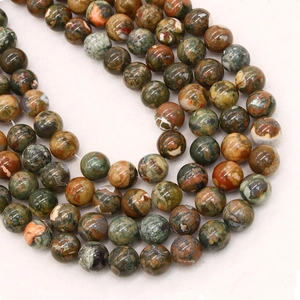 Perles rondes en pierre naturelle aux textures vertes pour la création de bijoux