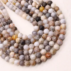 Gepolijste natuurlijke agaatkralen met landschapspatronen voor DIY sieraden maken