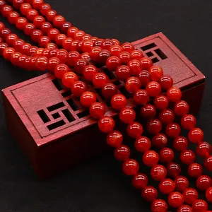 Natural Stone Dragon Vein Agate Round Loose Beads Polished Red Agate Beads For DIY Jewelry Necklace Bracelet Making Accessories