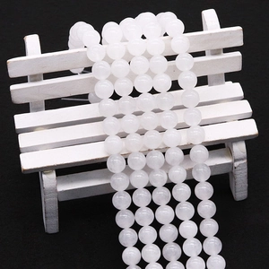 Strands of polished natural white jade round beads for handmade DIY jewelry bracelets