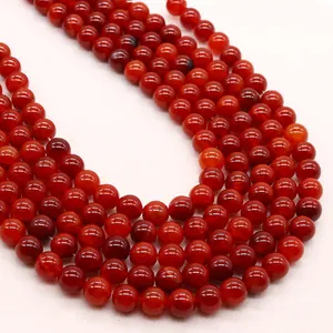 Polished natural red dragon vein agate round beads for DIY jewelry necklaces and bracelets