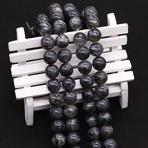 Deep grey natural stone round beads with polished finish for DIY jewelry making
