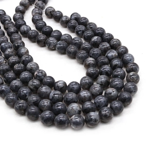 Polished natural black flash stone round beads for DIY jewelry and necklaces