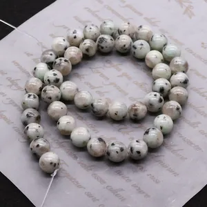 Natuurlijke lichtgroene gevlekte stenen kralen voor DIY sieraden en handgemaakte kettingen